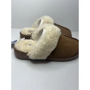 Women's Bed Slippers with Fur by Dearfoams Memory Foam Sz 7/8 Chestnut NWT thumbnail 5