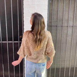Cream handmade crochet bohemian cardigan/ fits size s-m best thumbnail 4
