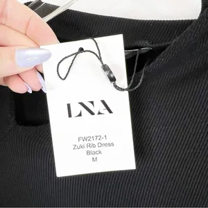 NWT LNA‎ Zuki Rib Knit Mini Dress Women's Size M Black Going Out thumbnail 8