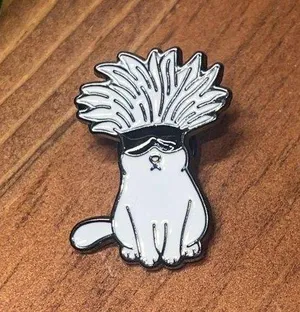 Cute Cat Enamel Pin White thumbnail 1
