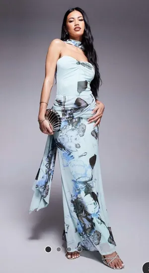 ASOS Blue Strapless Dress thumbnail 1