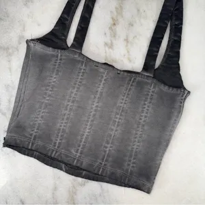 Zara Charcoal Washed Denim Corset Crop Top Structured Bustier Cotton Wmns Small thumbnail 5