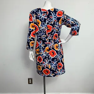 Hutch Retro Navy Blue Orange Floral Mini Dress 3/4 Sleeve Women's Size 10 Petite thumbnail 3
