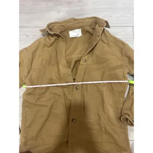 Oak + Fort Women Tan Oversized Button Down Shacket Twill Shirt Jacket XS thumbnail 3