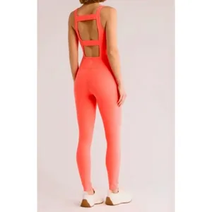 FP Movement Never better Strappy Back Jumpsuit Neon Coral Womens Small thumbnail 2