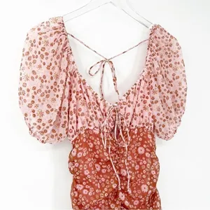 NEW Free‎ People Tessa Floral Ruched Bodycon Mini Dress Women's Size XS Coquette thumbnail 4