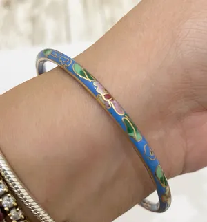 Vintage Cloisonné Skinny Bangle Bracelet thumbnail 1