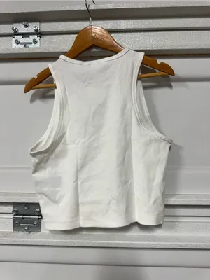 Adidas ESSENTIALS RIB TANK TOP Cropped White Medium New thumbnail 4