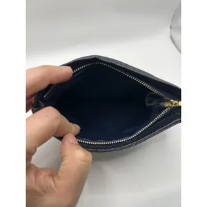 Vtg 1980s Christian Dior Navy Blue Trotter Canvas and Leather Zip Pouch Wallet thumbnail 7