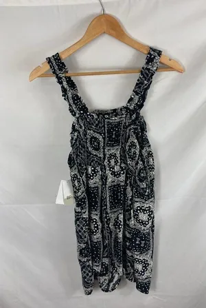 4/$25 NWT BP. Smocked Bodice Romper In Black Bandanamix Size large thumbnail 4