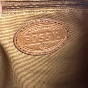 Fossil Cognac Brown Pebbled Leather Hobo Crossbody Bag Antique Brass Hardware thumbnail 12