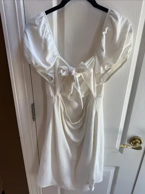 Altar'd State White Puff-Sleeve Square-Neck Dress thumbnail 2