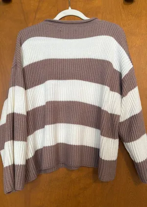 Zesica Sweater rose and white stripe Small thumbnail 2