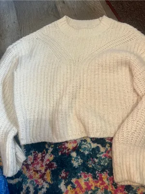 Abercrombie Cream Chunky Knit Crewneck Sweater thumbnail 4