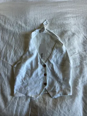 White Linen Halter Top Size M thumbnail 1