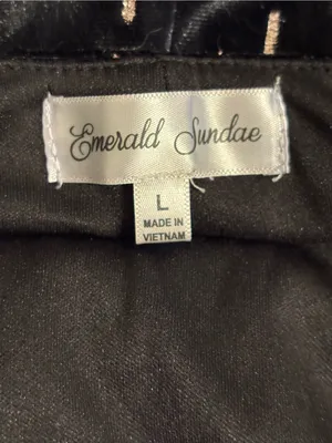 Emerald Sundae Black Velvet Long Sleeve Mini Dress with Silver Dot Detail thumbnail 2