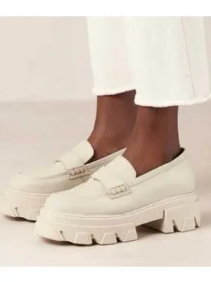 EUC ALOHAS Leather Trailblazer Platform Loafers Cream Size 6.5 thumbnail 2