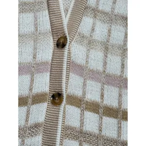 Ann Taylor Plaid Boyfriend Button Front Cardigan in Cream Small thumbnail 5