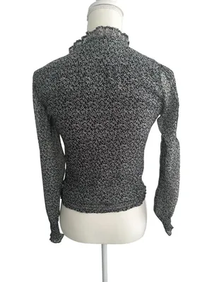ABERCROMBIE & FITCH Black Floral Long Sleeve Top Size XS thumbnail 4