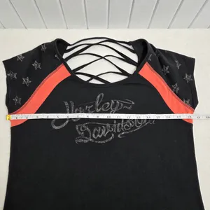 Harley Davidson Cross Back Graphic Cap Sleeve Tshirt‎ Black Size L thumbnail 5