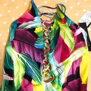 NEW La Blanca Tropic of Day Tummy Control Multi colored Leaf Print Swimsuit 10 thumbnail 5