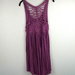 Free‎ People Macrame Back Dress Purple Small Boho Festival Sleeveless Gauzy Knit thumbnail 6