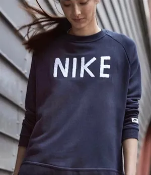 NIKE Logo Crewneck Terry Sweatshirt Embroidered XL Navy‎ Sweater Streetwear thumbnail 1