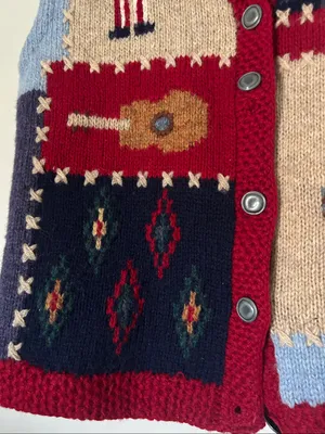 VTG Eddie Bauer Women’s Multicolor Button Front Patriotic Sweater Vest S/P thumbnail 4