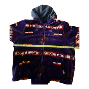 Aztec plush blanket zip up jacket purple SW print Size L/XL thumbnail 8