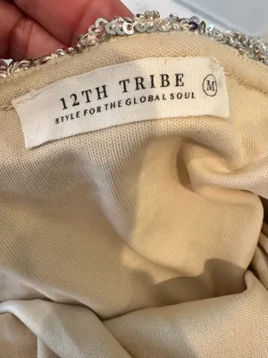12th Tribe Micro Sequin Mini Skirt Pull On Lined M Silver thumbnail 7