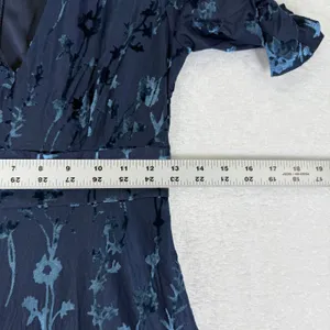 Hutch Navy Blue Floral Burnout Velvet Short Sleeve V-Neck Maxi Dress Size 0‎ thumbnail 4
