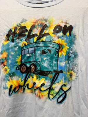 Gildan Light Blue Graphic 'Hell on Wheels' Women's T‑Shirt thumbnail 5