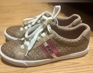 GBG LA Women's sneaker Size 9 All Over Logo white Brown & Gold w red thumbnail 1
