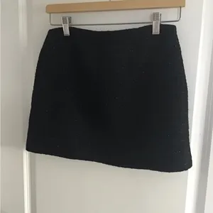 ZARA TWEED MINI SKIRT Womens S Black Rhinestone‎ Button Preppy Classic thumbnail 3