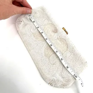 Vintage‎ Beaded iridescent Delill handbag clutch bag made in Belgium white thumbnail 5