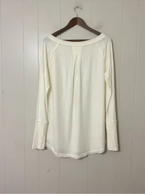 Free People We The Free Snowy Thermal Top Women’s M Ivory Long Sleeve Cozy Boho thumbnail 12
