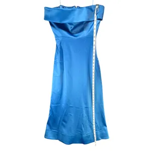 BHLDN Soma Strapless Stretch Satin Fit Flare Midi Dress 6 Blue Satin Formal HOCO thumbnail 11