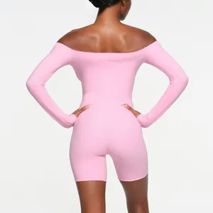 SKIMS Fits Everybody pink Picot Off The Shoulder Onesie XS thumbnail 2