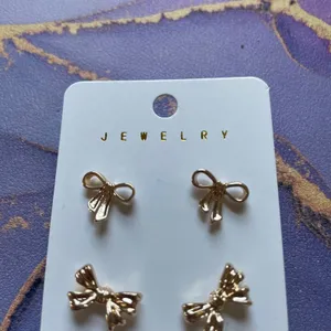 Gold Tone Bow‎ Stud Earrings Set Women Jewelry Set thumbnail 5