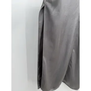 ZARA V-Neck Hammered Satin Maxi Slip Dress Sz L Gray Grunge Luxury Minimalist thumbnail 5