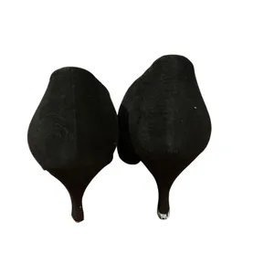 Nina Black Suede Pointed Toe Pumps Silver Filigree Size 6M Made in Spain thumbnail 5