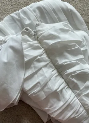 Abercrombie & Fitch White Mini Skirt Ruched Ruffle Medium thumbnail 6