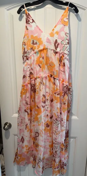 Rosa Clothing V Neck Sleeveless Floral Flare Swing Flowy Maxi Dress Medium New thumbnail 1