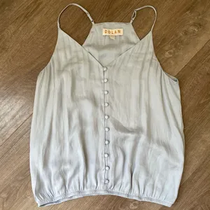 Dolan Sleeveless Blouse Top Light Blue Button Front FLAWS ~ Women’s Size M thumbnail 3
