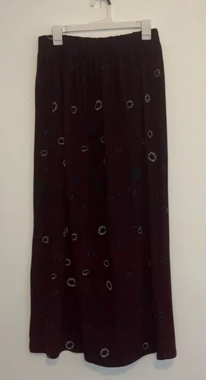 Purple Blue & White Soft & Stretchy Floral Maxi Skirt thumbnail 1