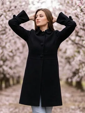 J. Crew 94%wool Classic Black long warm Trench Coat jacket sz 8 thumbnail 1