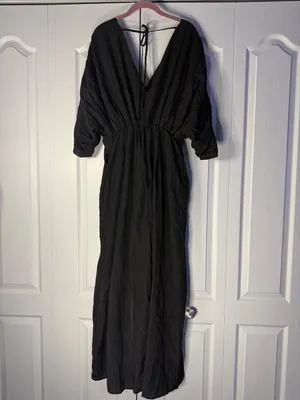 CHICME Elegant Black V-Neck Wide-Leg Jumpsuit with tie back thumbnail 8