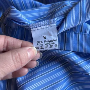Amazon Blue Pinstripe Tie Front Peplum Top Size M Babydoll Blouse Cottagecore Summer thumbnail 8