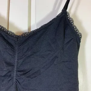 Victoria's Secret Black Lace Trim Ruched Bust Camisole Tank Top Small Festival‎ thumbnail 2