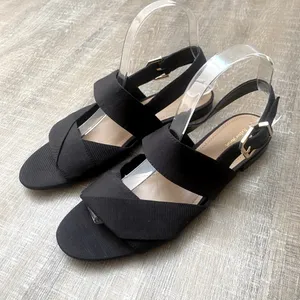 & Other Stories Black Twill Slingback Buckled Sandals Women’s 8 Wide Strap Flats thumbnail 2